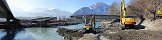 Old Rhne river bridge demolition in Fully (Canton of Valais, Switzerland)